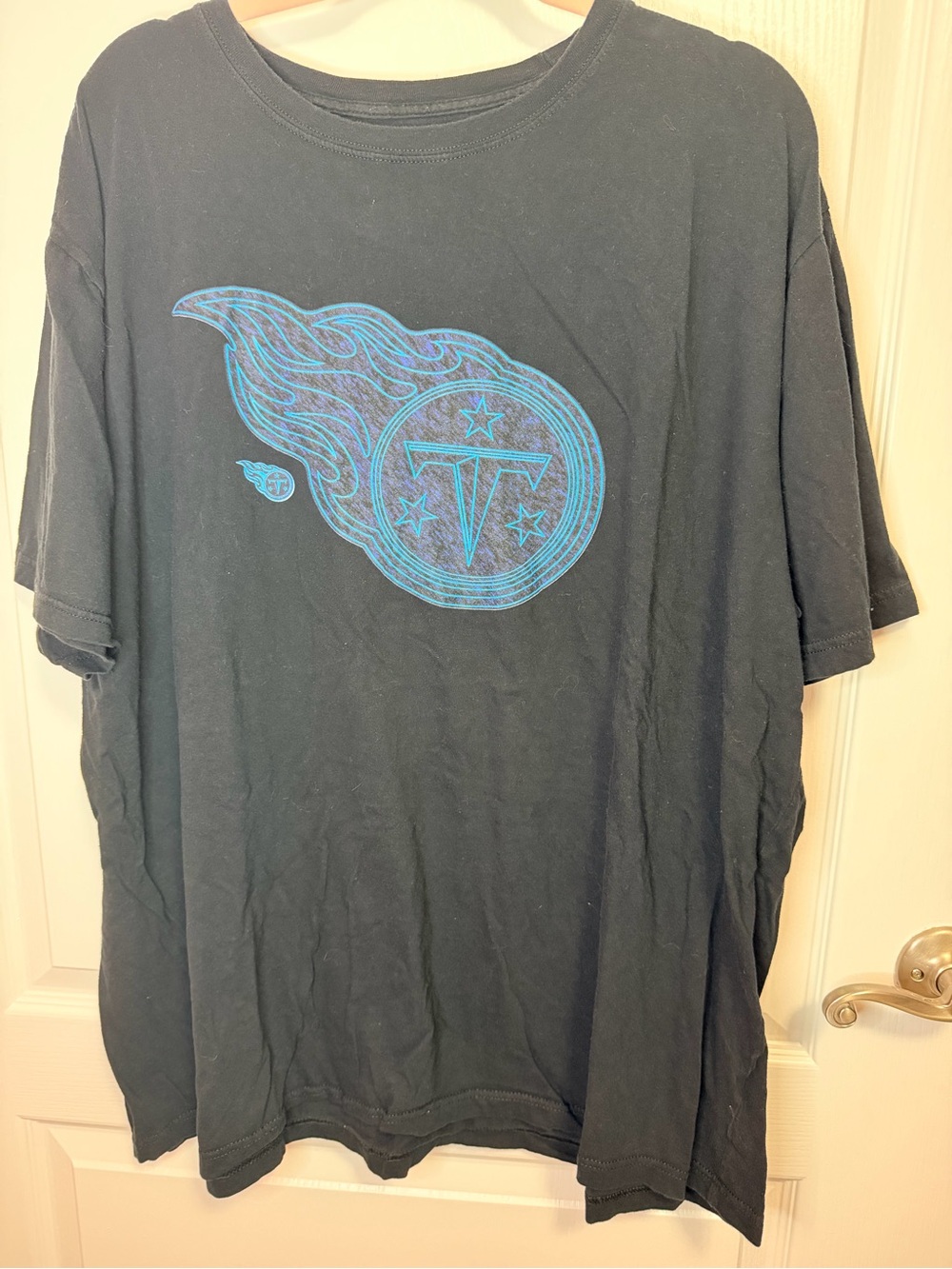 Fanatics Black Short Sleeve Tee with Blue Flame Tennessee Titans Emblem